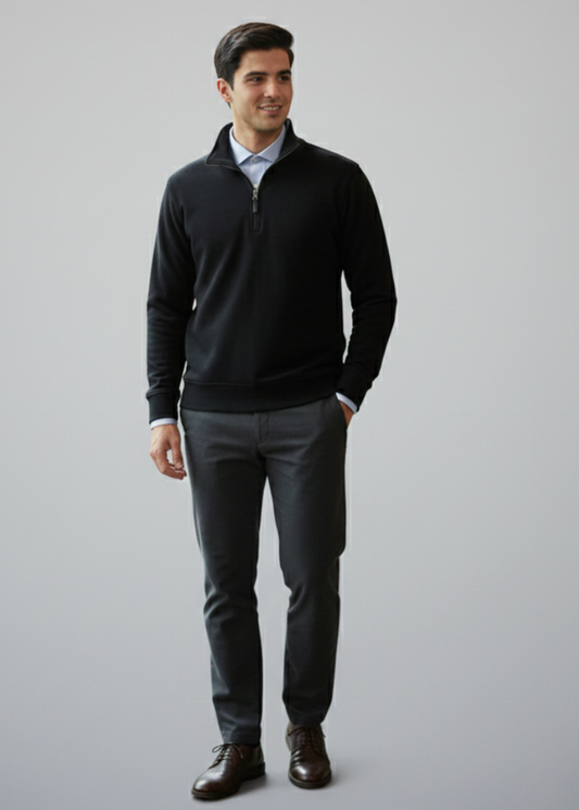 Quarter Zipper Jet Black