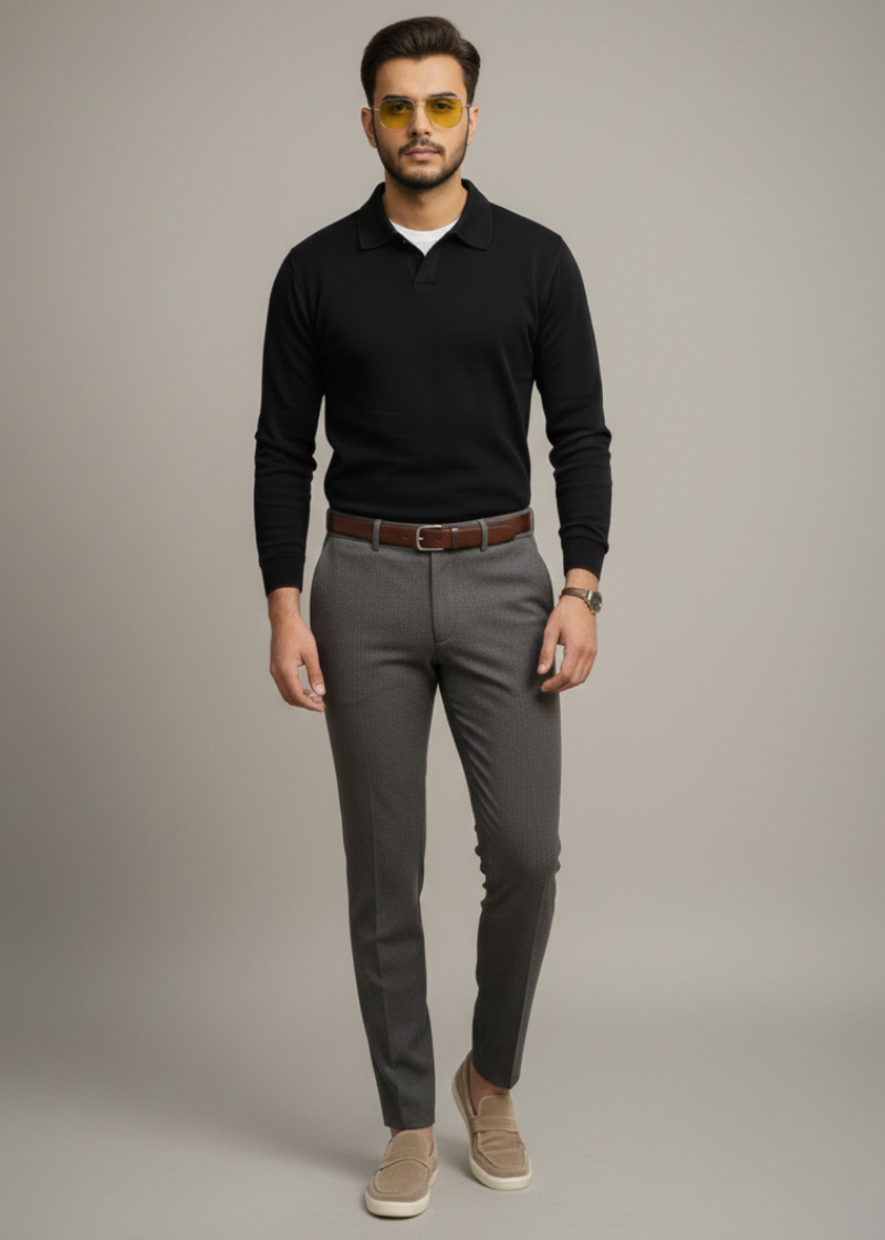 Old Money Style Black Sweatshirt