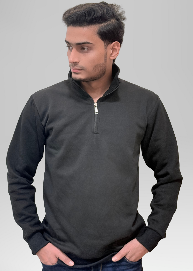 Quarter Zipper Jet Black