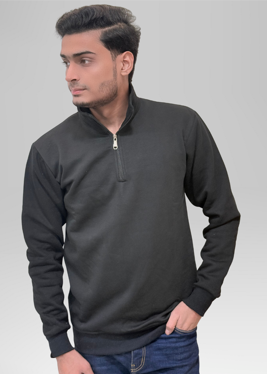 Quarter Zipper Dark Black