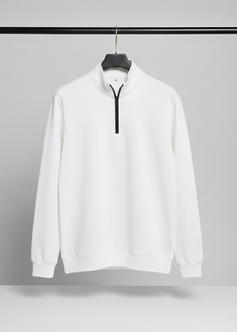 Quarter Zipper White