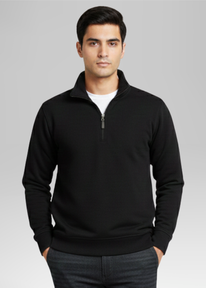 Quarter Zipper Jet Black