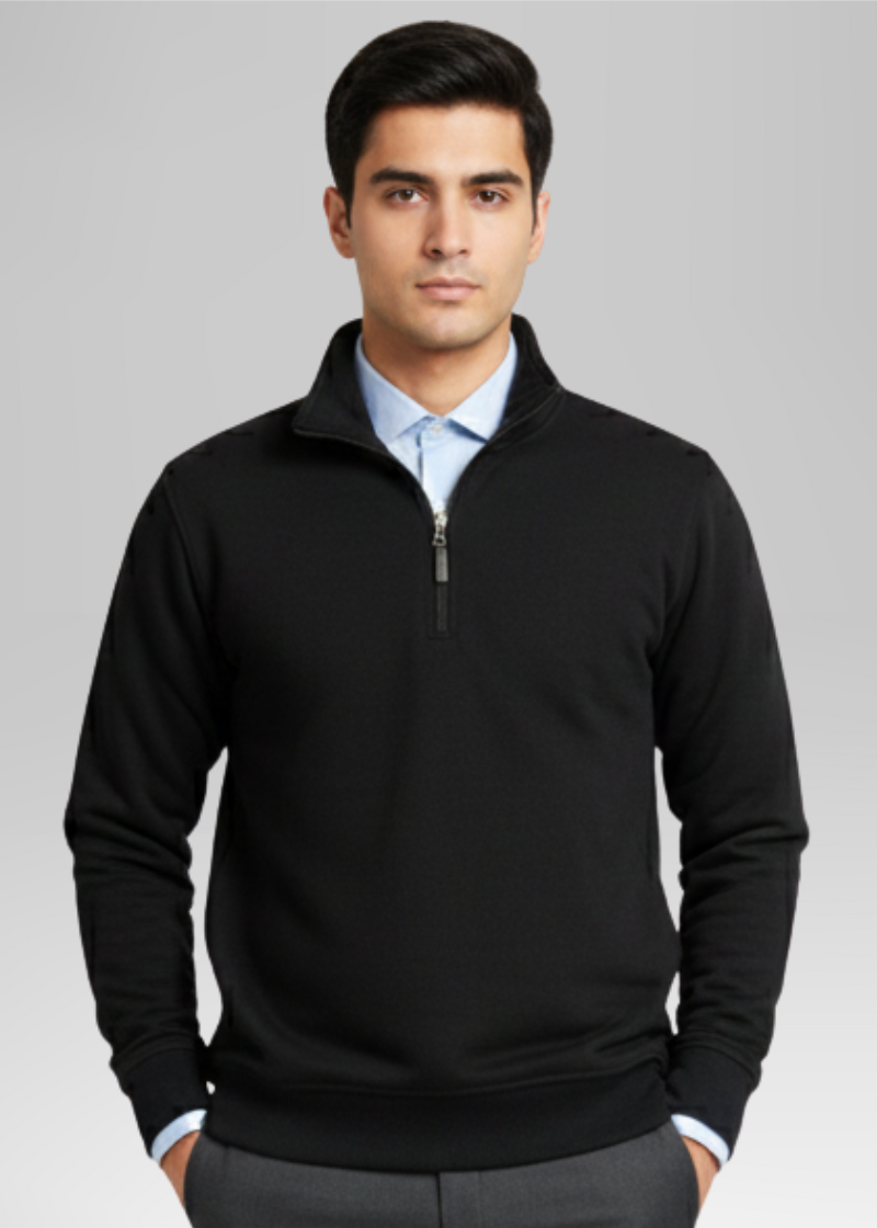 Quarter Zipper Jet Black