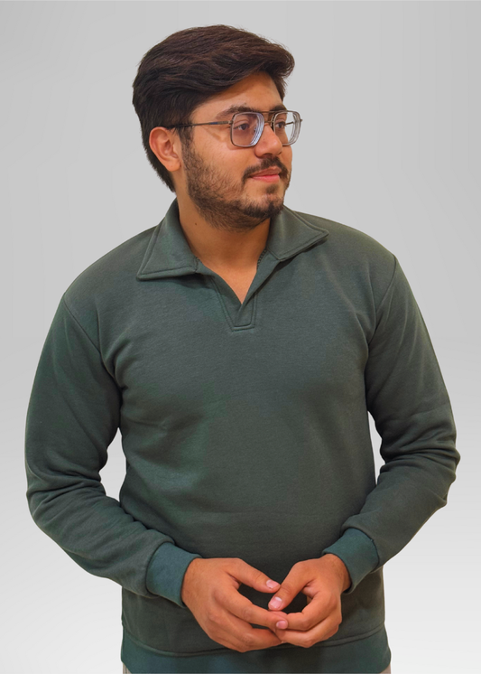 Old Money Style Dark Green Sweatshirt