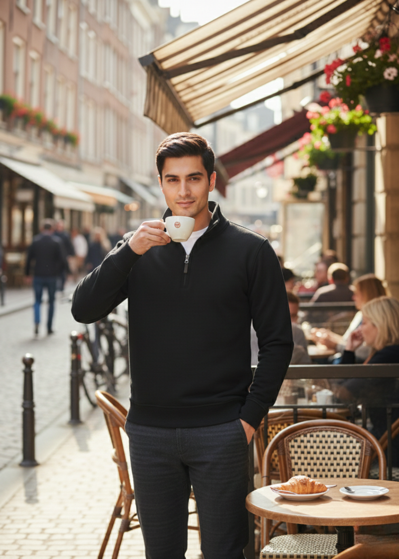 Quarter Zipper Jet Black