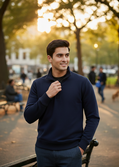 Quarter Zipper Navy Blue