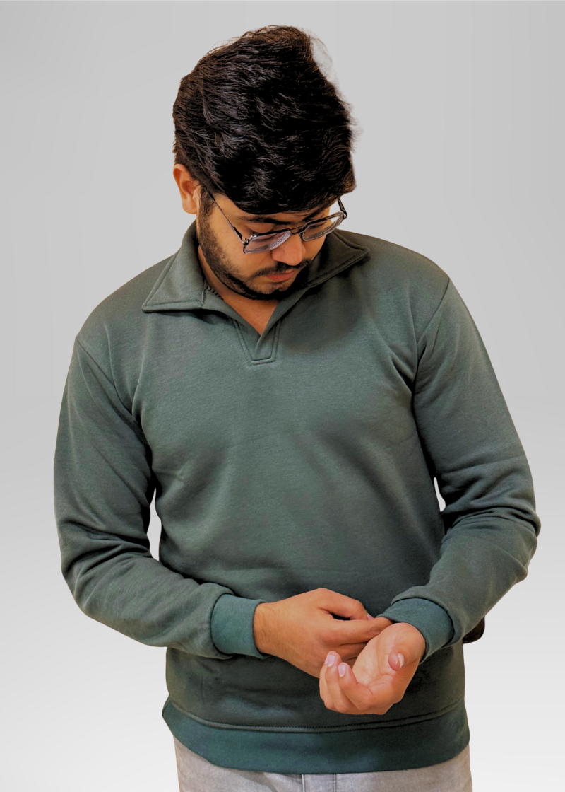 Old Money Style Dark Green Sweatshirt